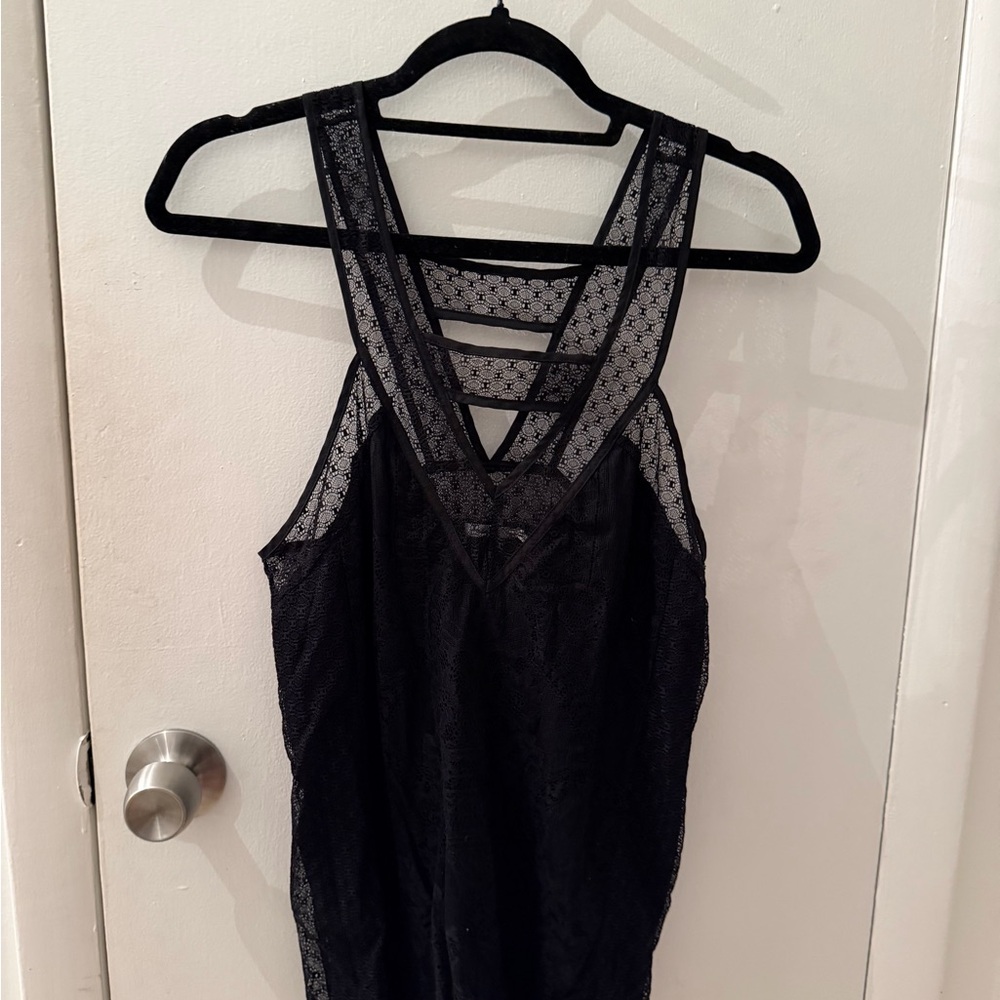 Kimchi Blue Urban Outfitters Black Lace Open Back Tank Top Size M